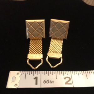 3/$15 ⭐️ Vintage gold tone wrap cuff links diamond pattern cufflinks (u)